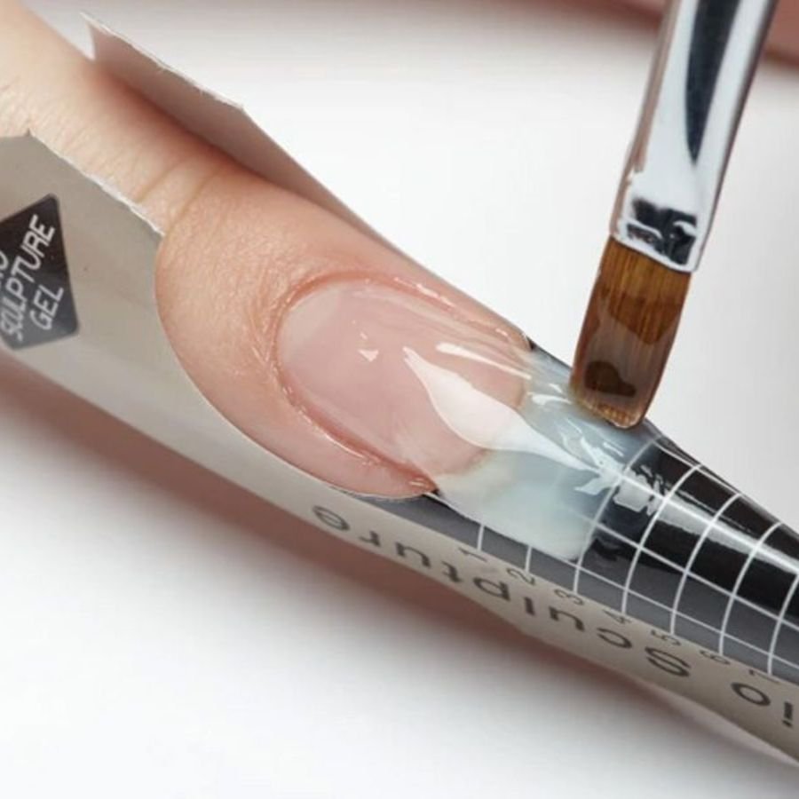 applying acrylic nails at home step by step on nail tips