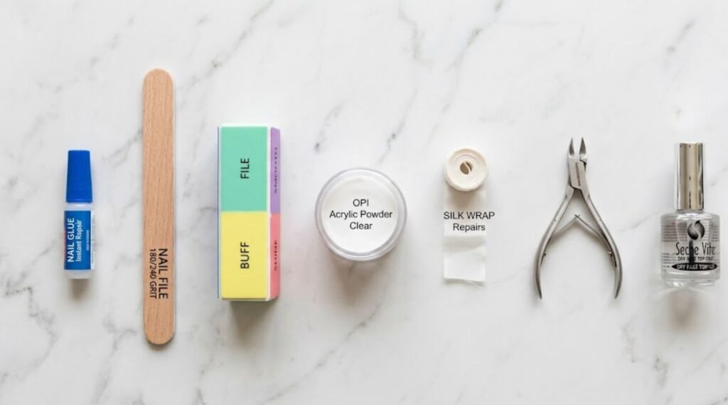 tools needed to fix broken acrylic nails at home