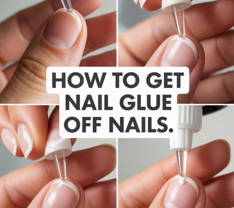applying nail tips with nail glue as part of acrylic nail kit application process