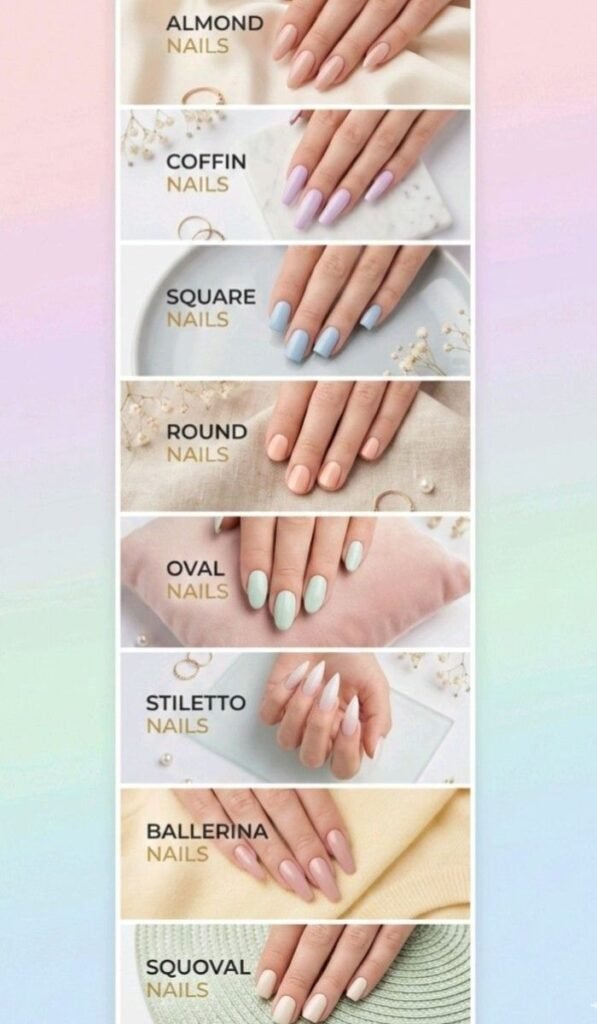 most popular acrylic nail shapes comparison chart