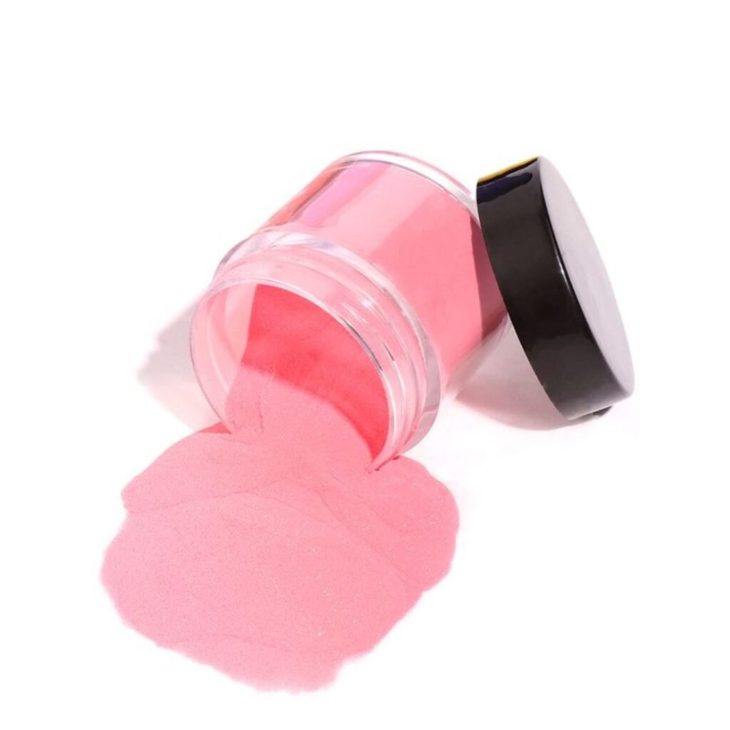 "professional acrylic nail products flat lay on white background"