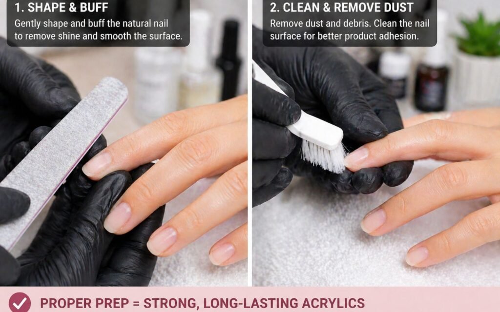 poor nail preparation leading to acrylic nails lifting problem