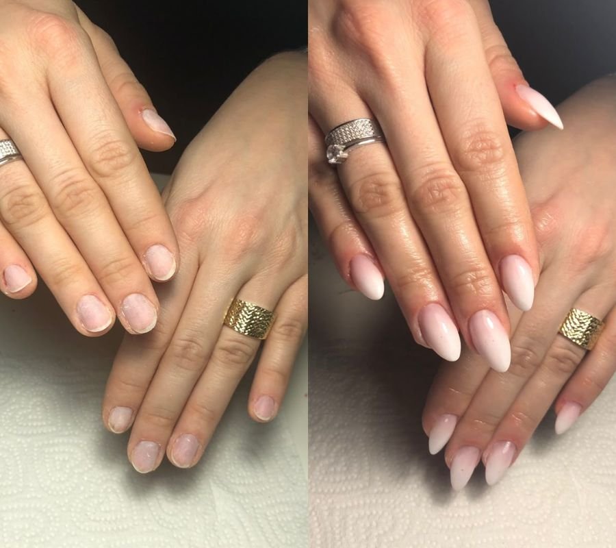 common acrylic nail kit mistakes vs correct nail application results comparison