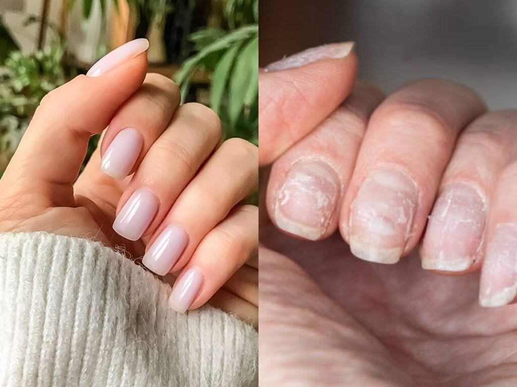common acrylic nail risks including nail lifting and skin irritation