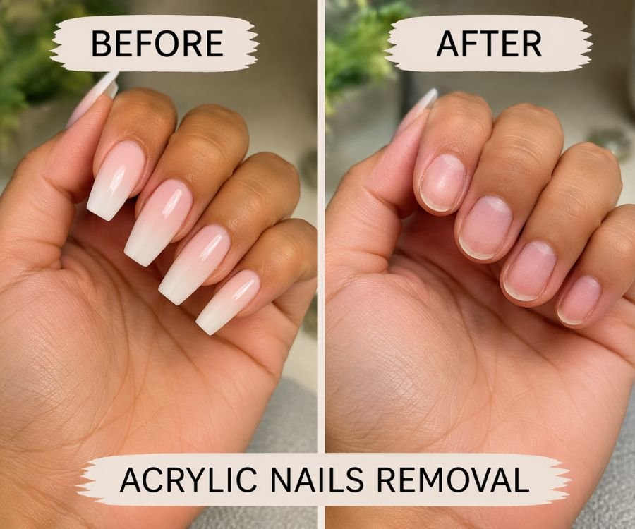 before and after acrylic nails removal results