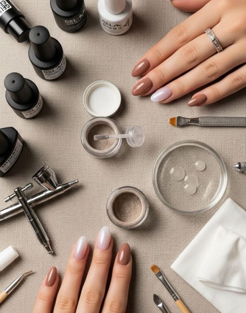 "nail forms applied for acrylic nail extension shaping"