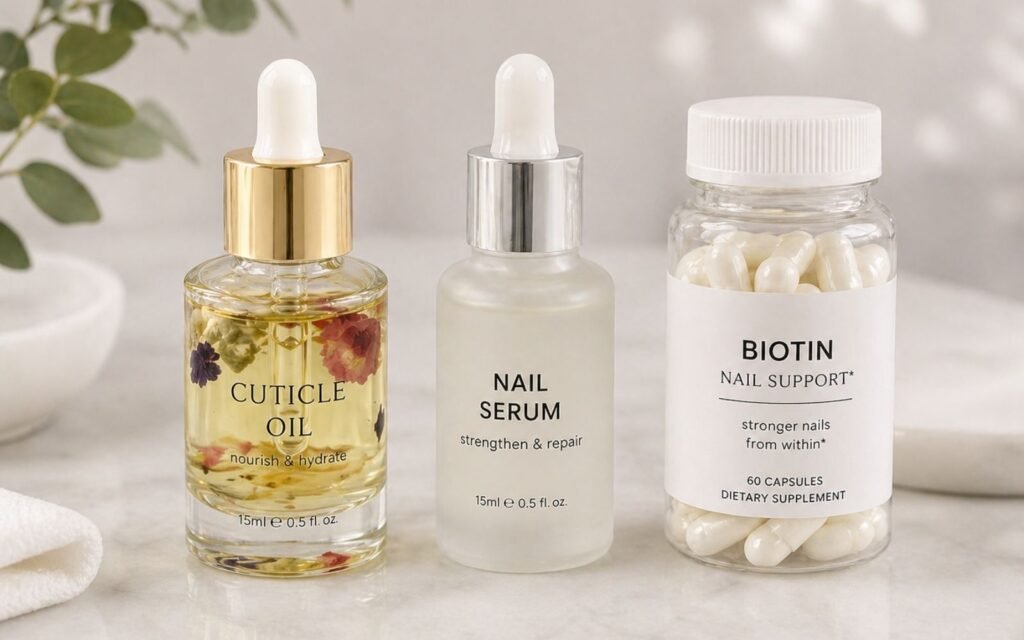 best products to protect natural nails under acrylics — cuticle oil and strengthener
