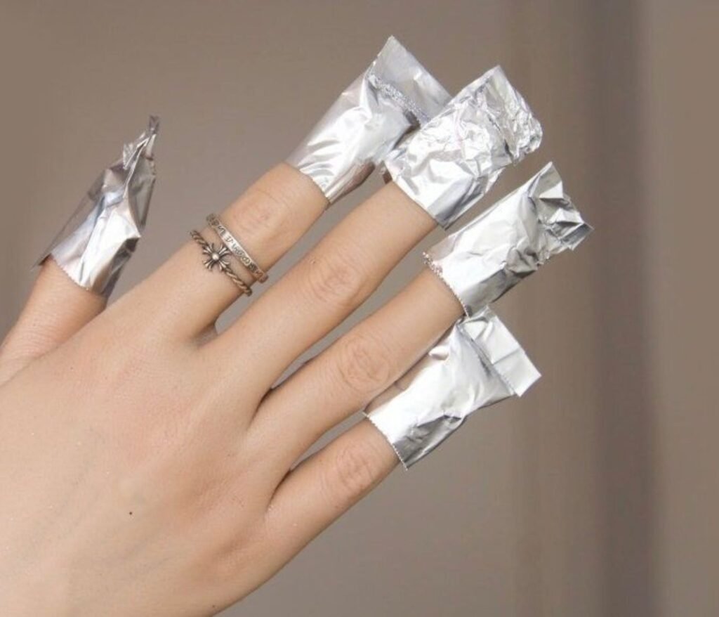 “How to remove acrylic nails safely at home using acetone foil method”