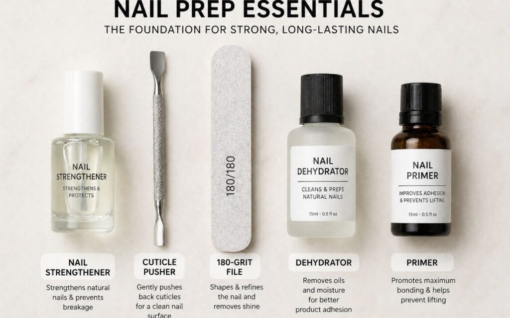 nail prep tools to protect natural nails under acrylics before application
