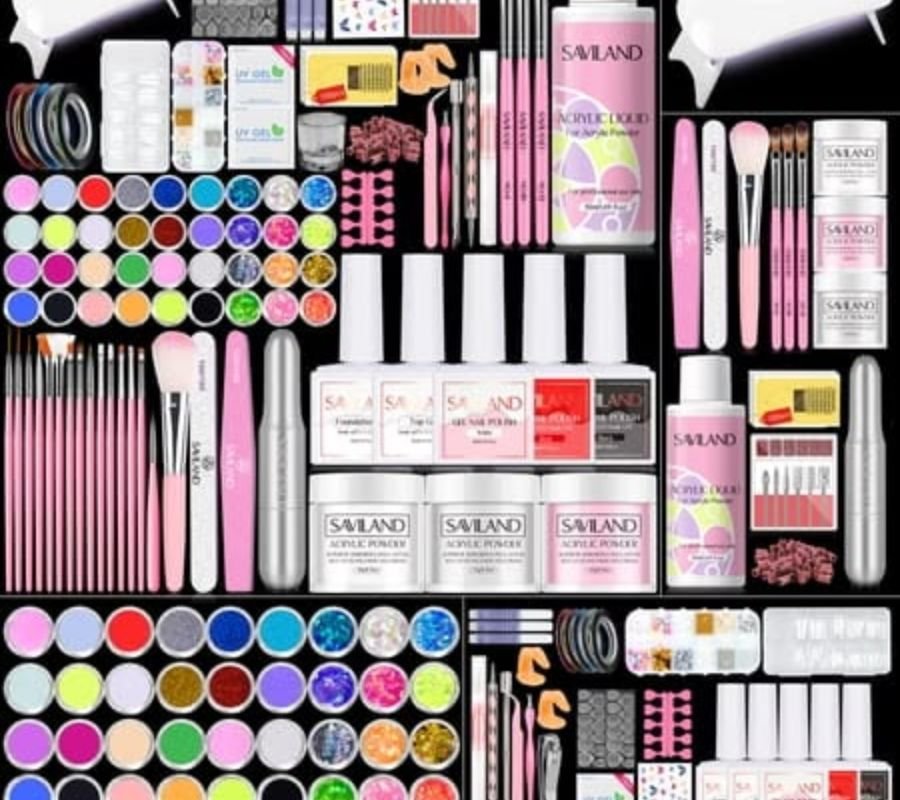 best acrylic nail kit for beginners showing three different nail extension kit options
