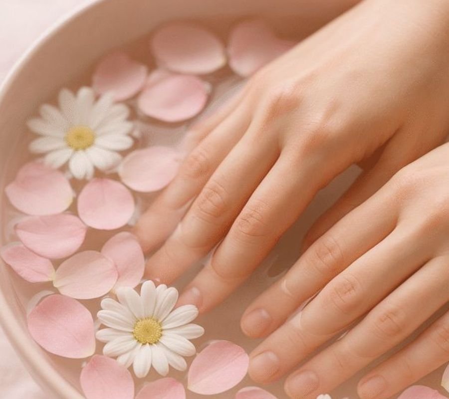 acrylic nail kit with nail powder monomer nail brush nail tips and primer on white background