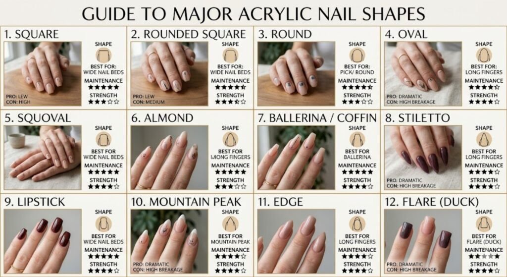 best acrylic nail shapes inspiration collage