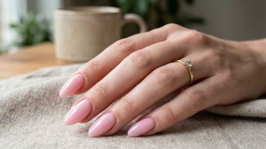 beautiful acrylic nail powder manicure final result