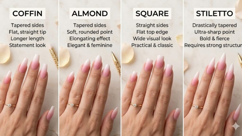 best nail shapes for pink ombre acrylic nails