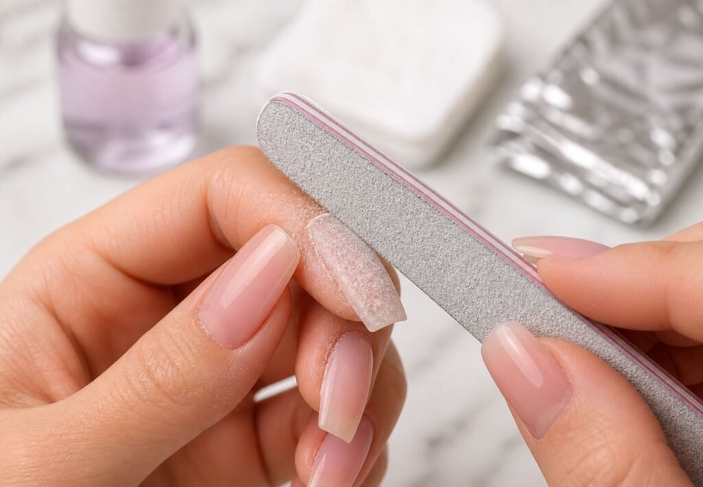 how to soak off acrylic nails at home with acetone filing acrylic nails surface