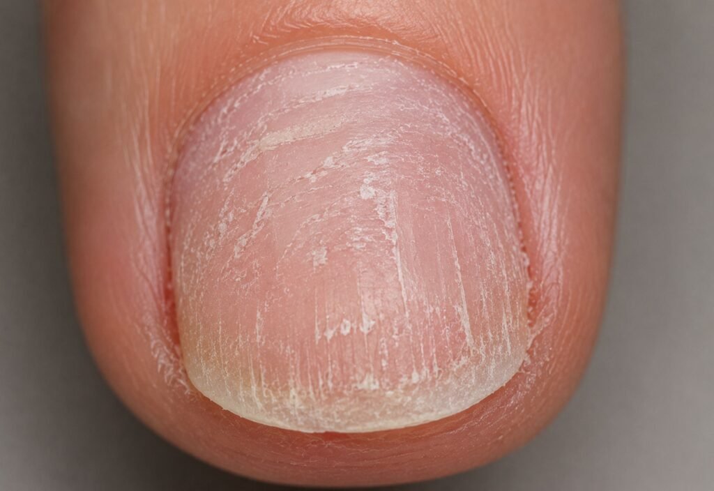 damaged nail from improper acrylic nail application