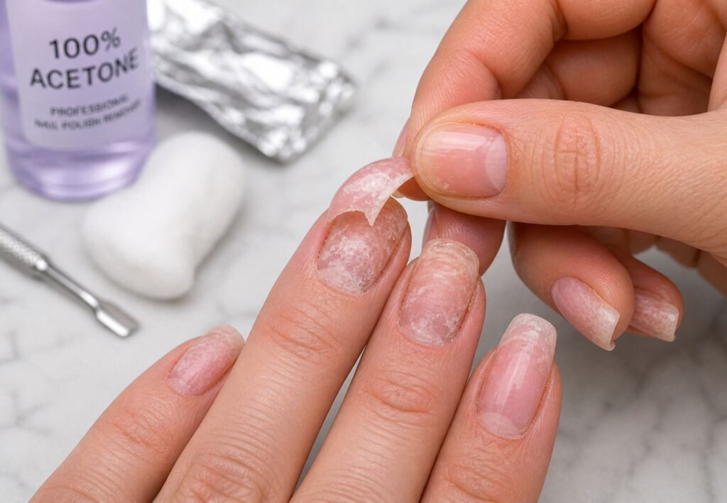how to soak off acrylic nails at home with acetone avoid peeling acrylic nails damage