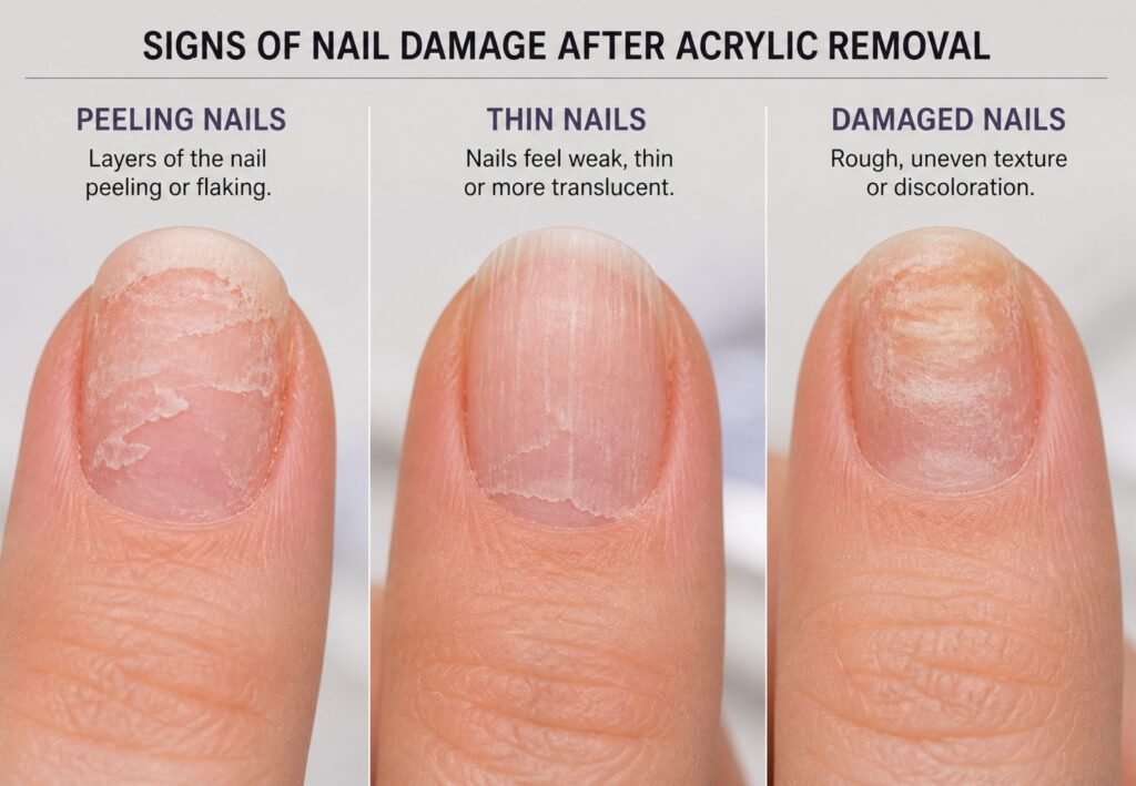 how to soak off acrylic nails at home with acetone damaged natural nails signs