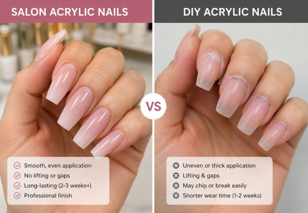 salon vs diy acrylic nails quality difference