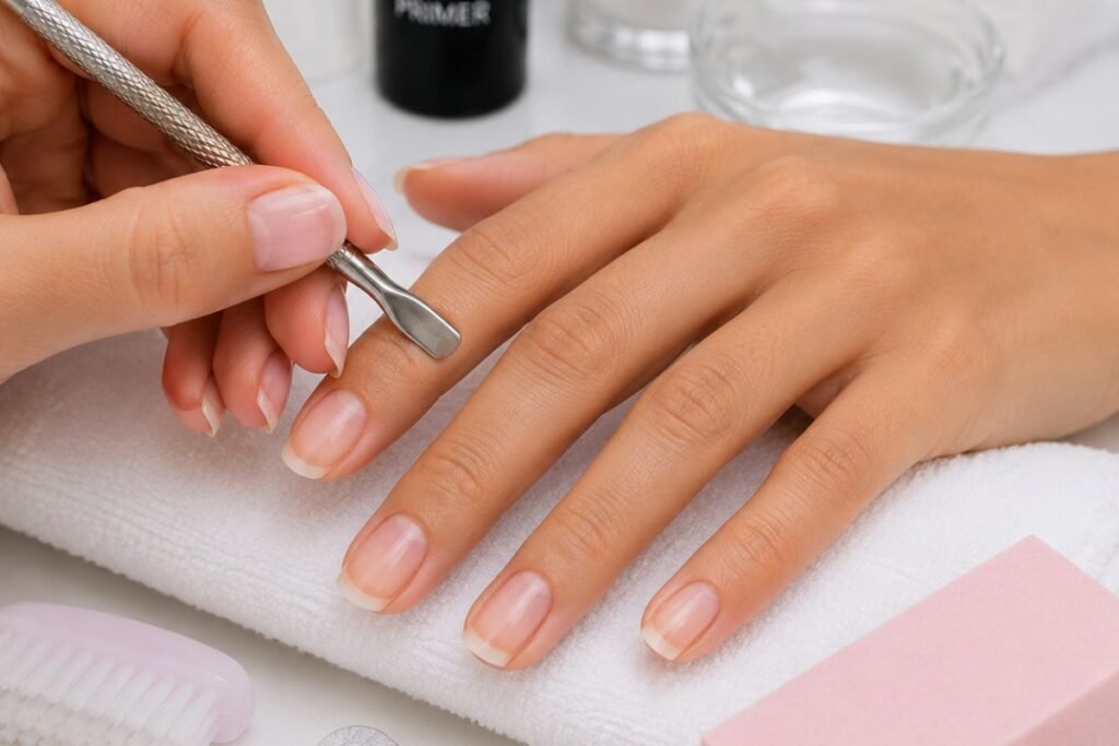 how to do acrylic nails by preparing natural nails correctly