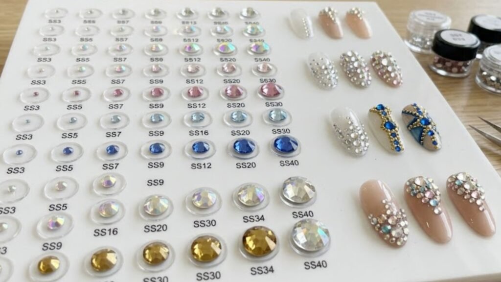 rhinestone placement tips for acrylic nails
