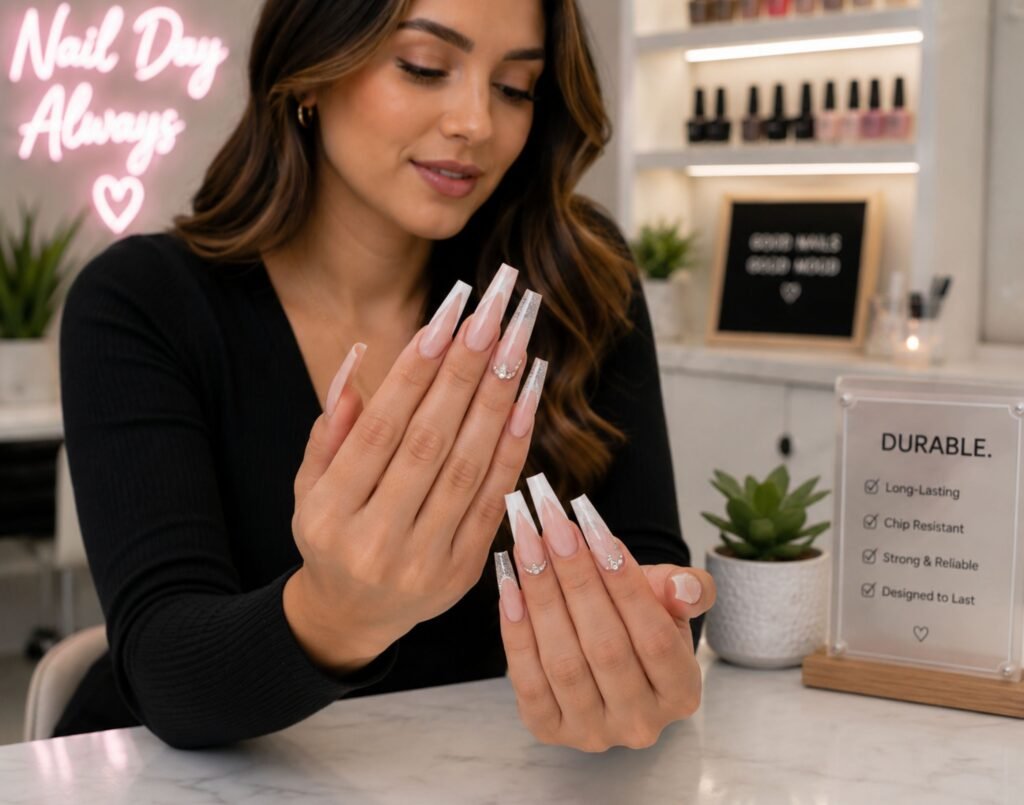 strong acrylic nails durability example